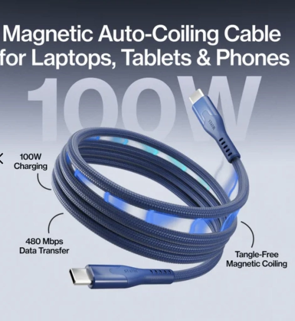 Statik MagStack Pro Magnetic 100w USB-C to C Cable 0.90C Navy