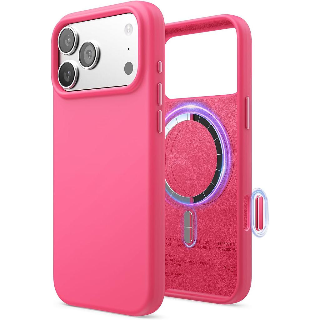 Elago iPhone 17P.Pm/18P.Pm Magnetic Silicone Case (Camera Control Key Included) - Ice Red