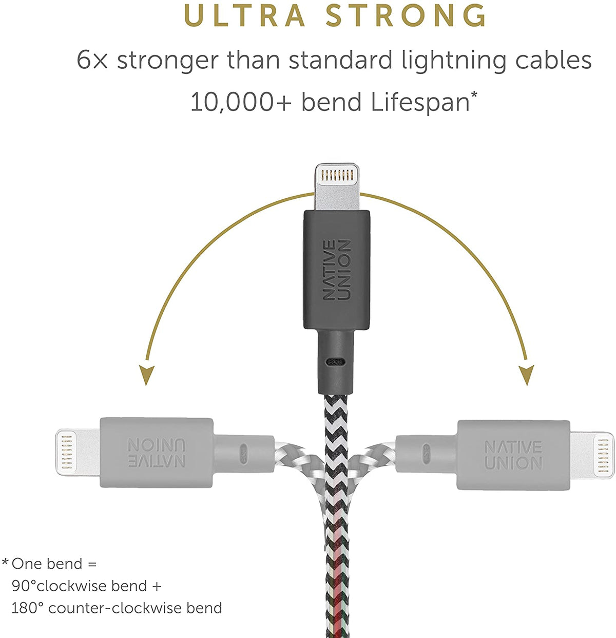 Native Union Belt Cable XL - USB A to Lightning 3M - Zebra