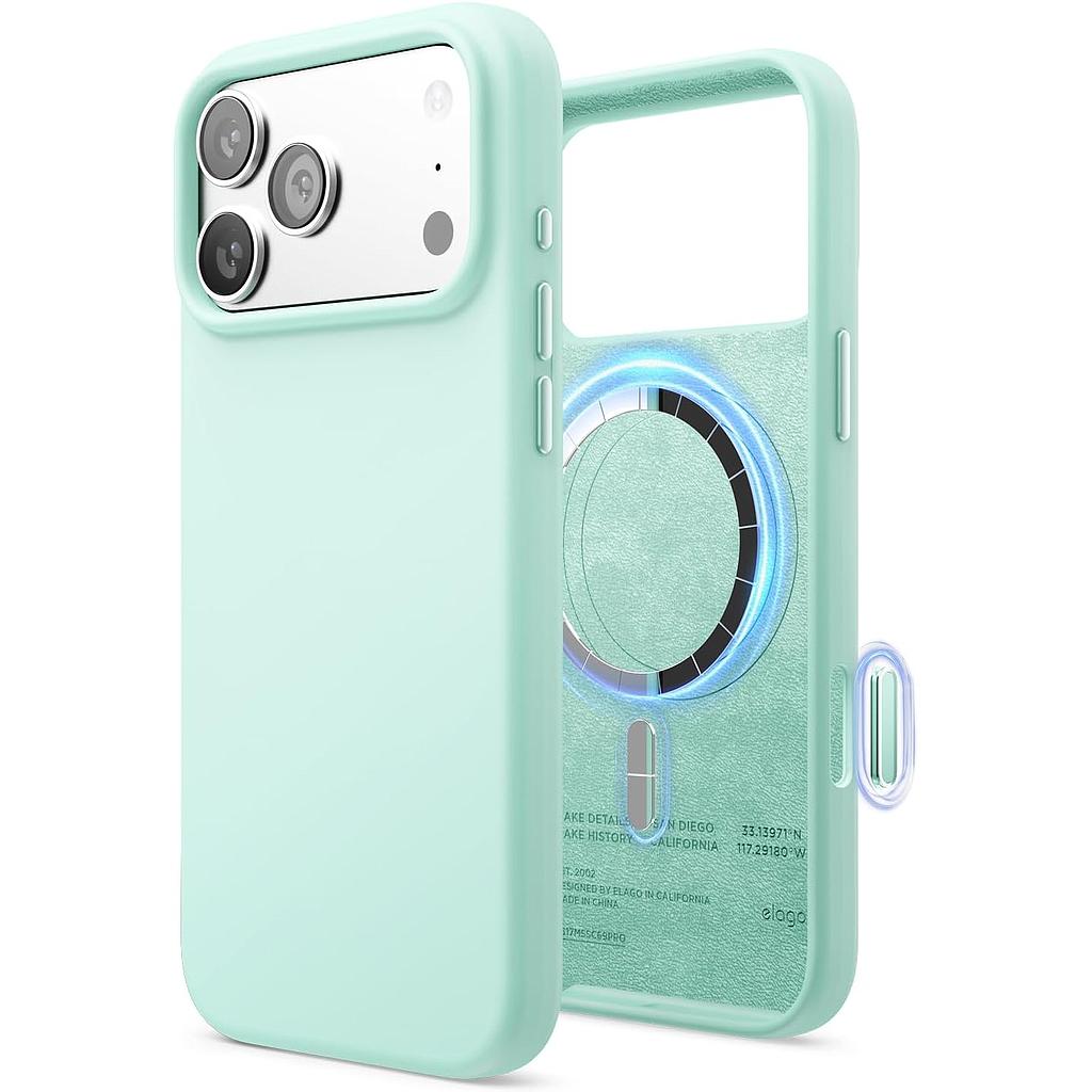 Elago iPhone 17P.Pm/18P.Pm Magnetic Silicone Case (Camera Control Key Included) - Aqua Sky
