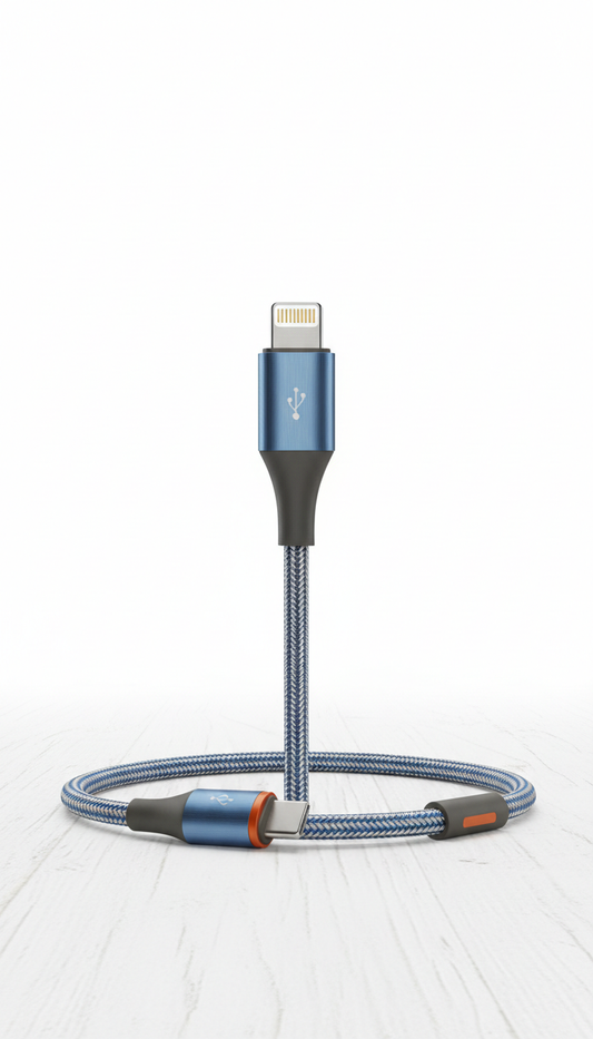 Brushed aluminum charging cable