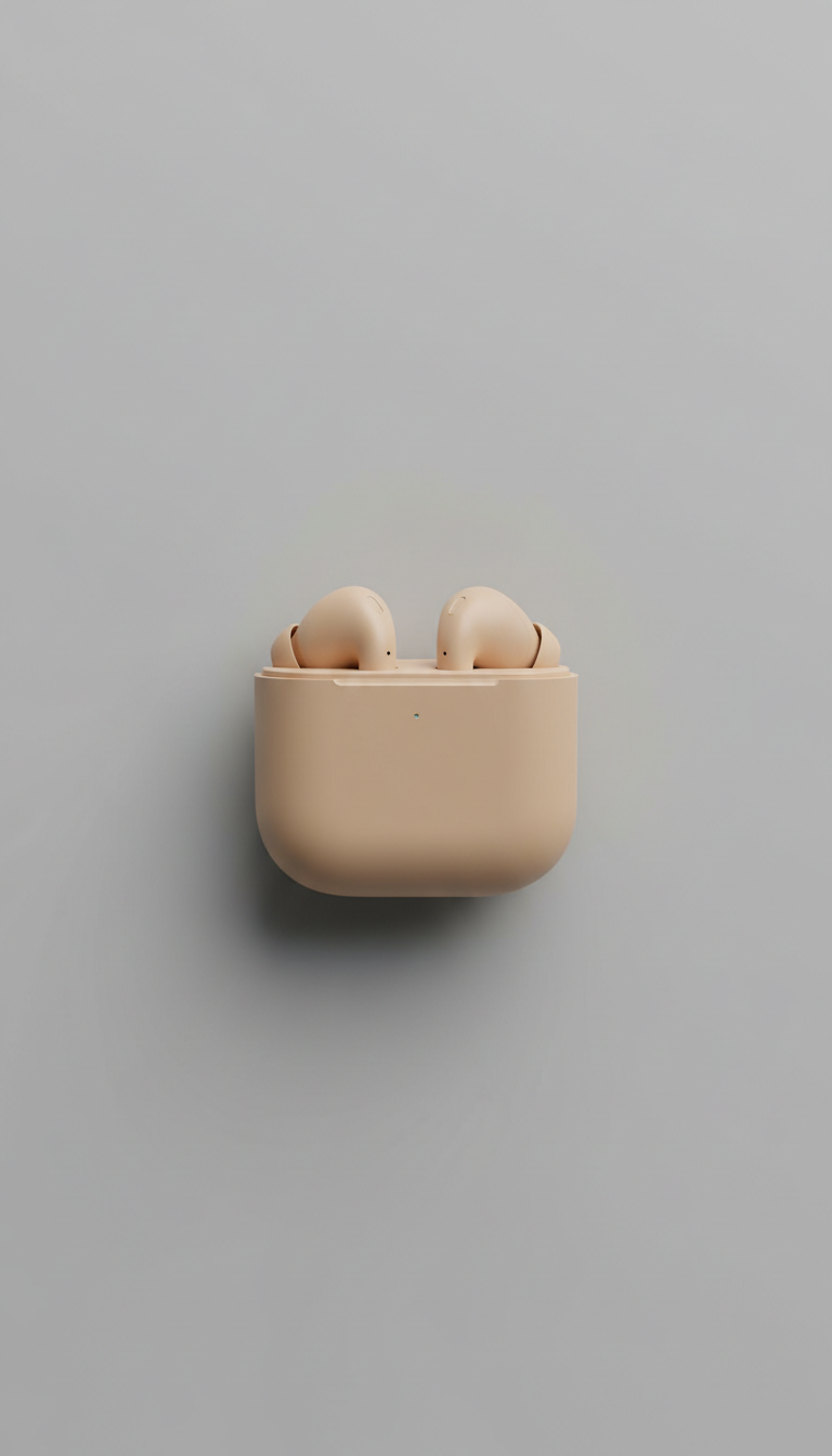 Wireless earbuds in matte-finish charging case