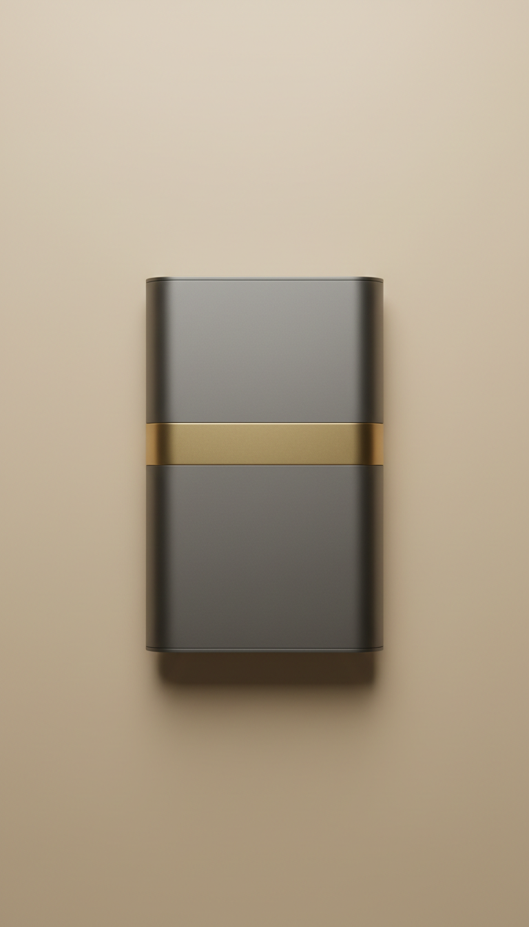 Anodized aluminum power bank with metallic accent
