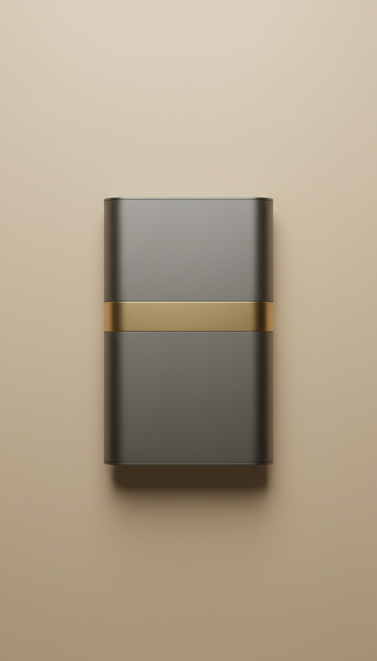 Anodized aluminum power bank with metallic accent