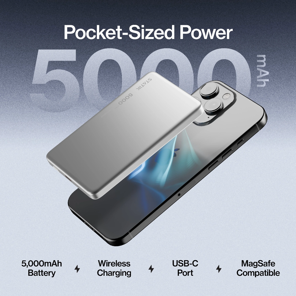 Statik MagSafe Power Bank with Semi-Solid Electrolyte Technology V2 5000mAh White