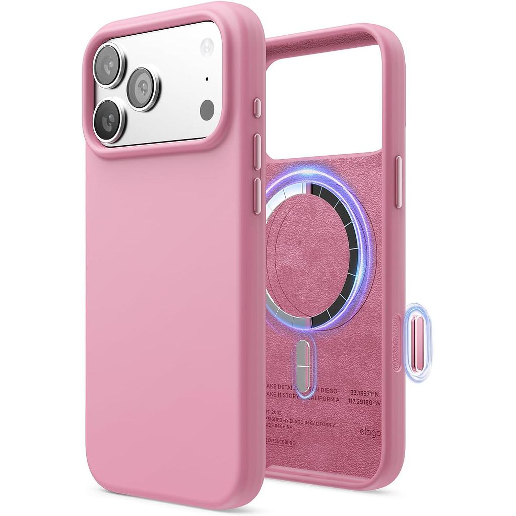 Elago iPhone 17P.Pm/18P.Pm Magnetic Silicone Case (Camera Control Key Included) - Hot Pink