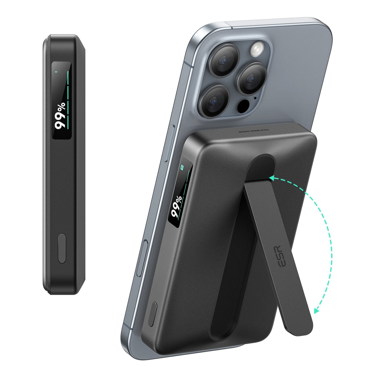 ESR Power Bank 10000mAh Qi2 MagSlim Kickstand Black
