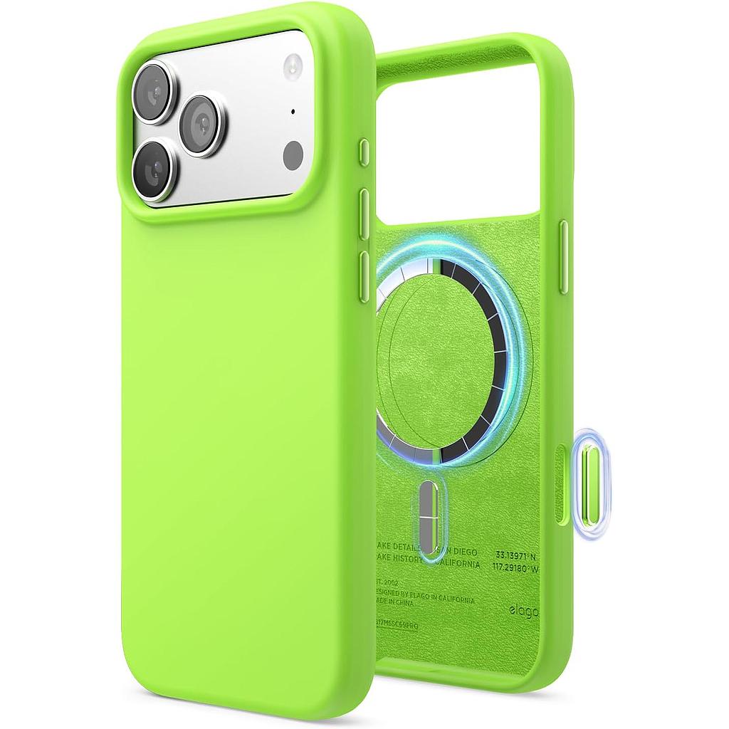 Elago iPhone 17/18 Magnetic Silicone Case (Camera Control Key Included) - Lime Green