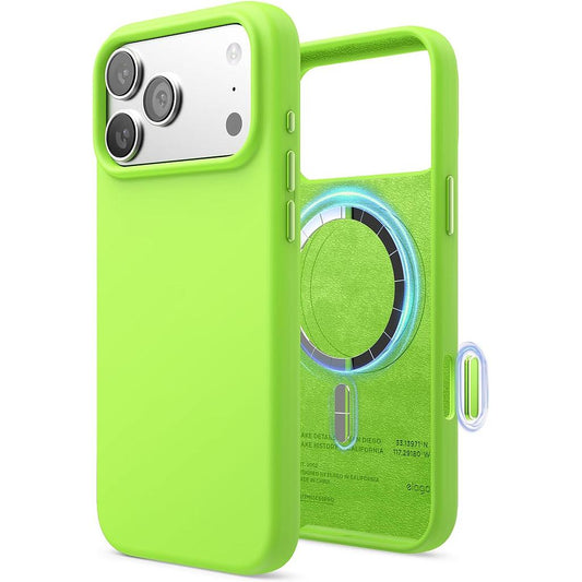 Elago iPhone 17/18 Magnetic Silicone Case (Camera Control Key Included) - Lime Green
