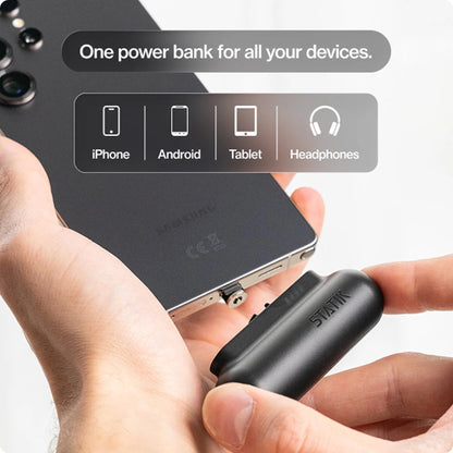 Statik Snap-N-Charge Power Bank 3200mAh - Universal USB-C, Lightning & Micro USB Magnetic Tips V3 Black