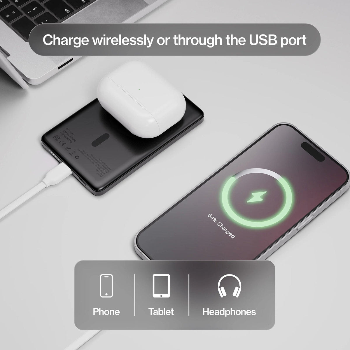 Statik MagSafe Power Bank with Semi-Solid Electrolyte Technology V2 5000mAh Black