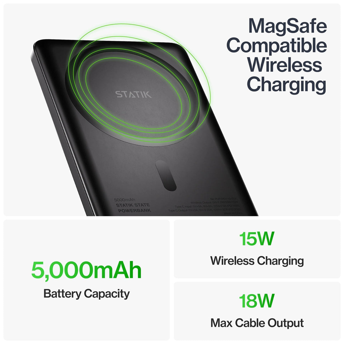 Statik MagSafe Power Bank with Semi-Solid Electrolyte Technology V2 5000mAh Black