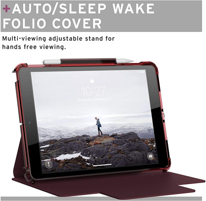 [U] by UAG Apple iPad 10.2/10.5" (7th, 8th & 9th Gen) Lucent Case - Aubergine/Dusty Rose [V] - كفر ايباد حماية عالية + ستاند + مكان للقلم