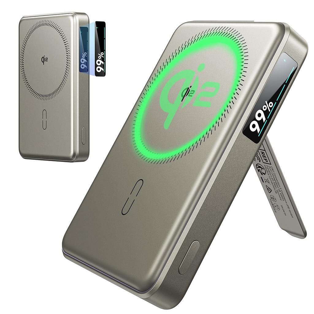 ESR Power Bank 10000mAh Qi2 MagSlim Kickstand Titanium