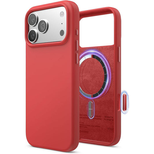 Elago iPhone 17P.Pm/18P.Pm Magnetic Silicone Case (Camera Control Key Included) - Red