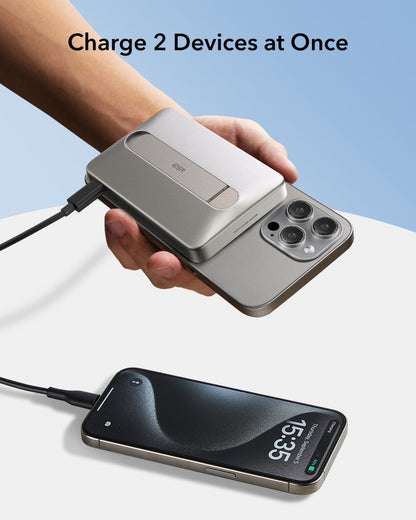 ESR Power Bank 10000mAh Qi2 MagSlim Kickstand Titanium
