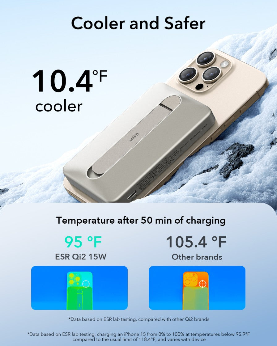 ESR Power Bank 10000mAh Qi2 MagSlim Kickstand Titanium