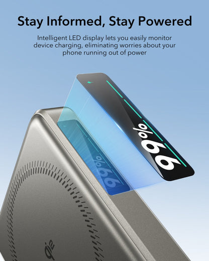 ESR Power Bank 10000mAh Qi2 MagSlim Kickstand Titanium