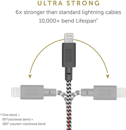 Native Union Belt Cable XL - USB A to Lightning 3M - Zebra