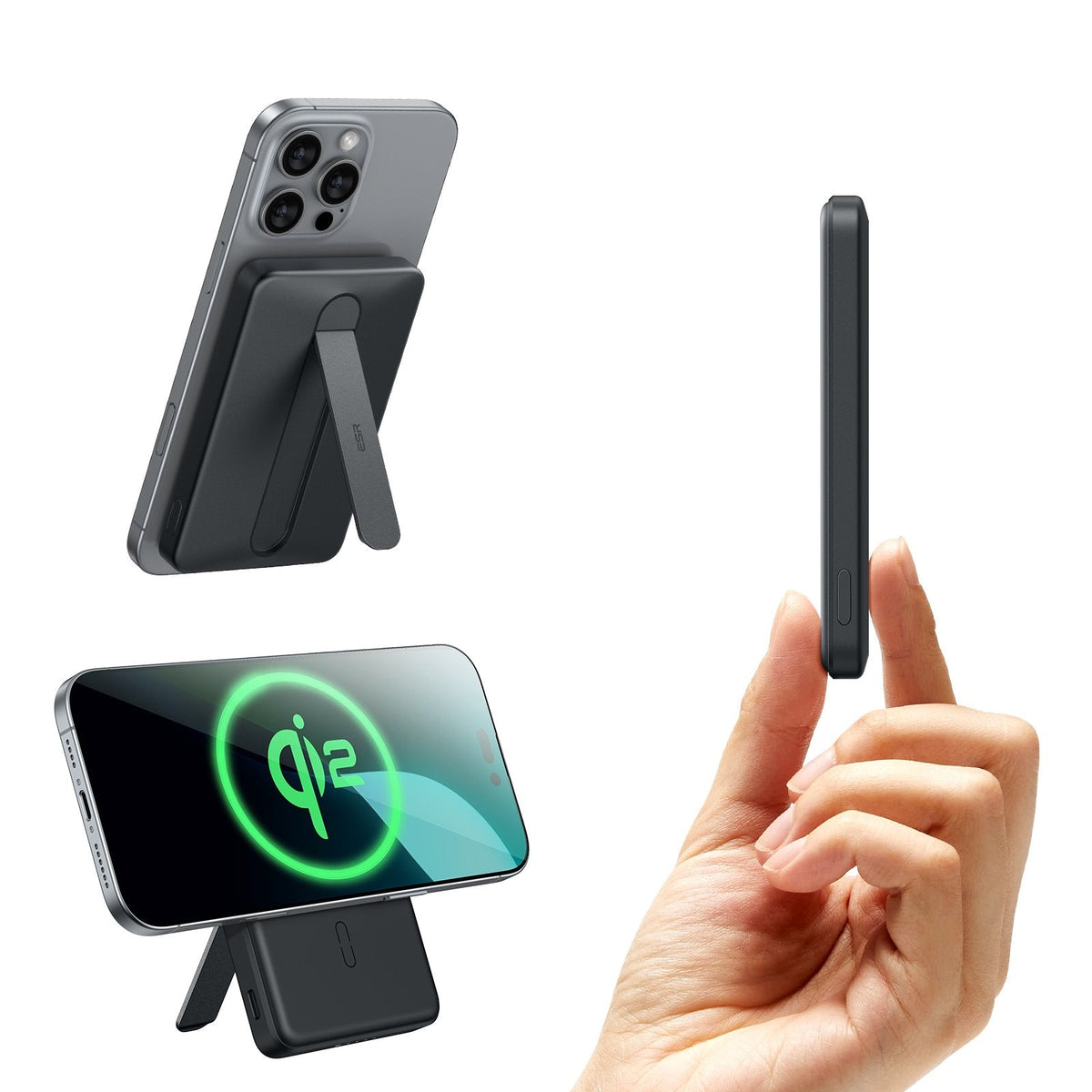 ESR Power Bank 5000mAh Qi2 MagSlim Kickstand Black