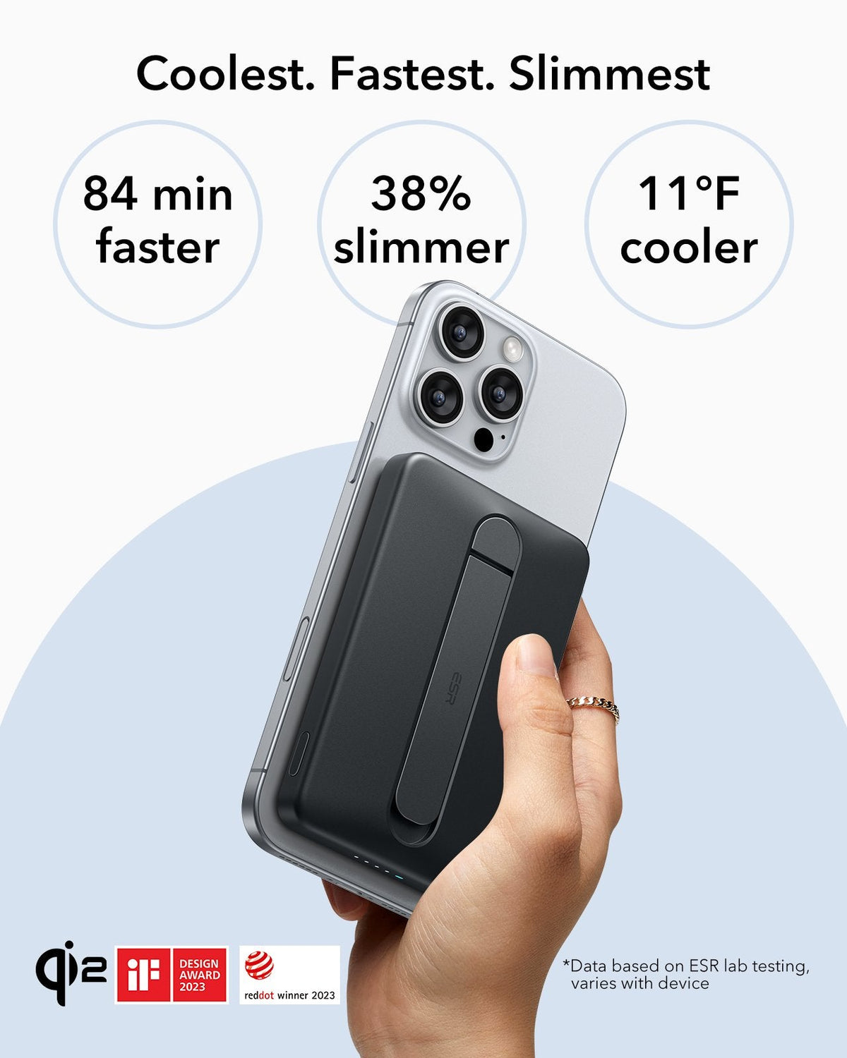 ESR Power Bank 5000mAh Qi2 MagSlim Kickstand Black