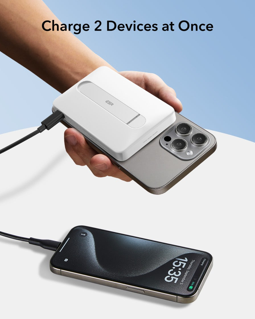 ESR Power Bank 10000mAh Qi2 MagSlim Kickstand White