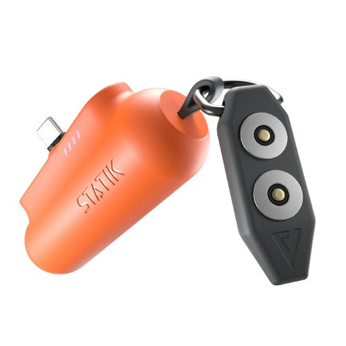 Statik Snap-N-Charge Power Bank 3200mAh - Universal USB-C, Lightning & Micro USB Magnetic Tips V3 Orange