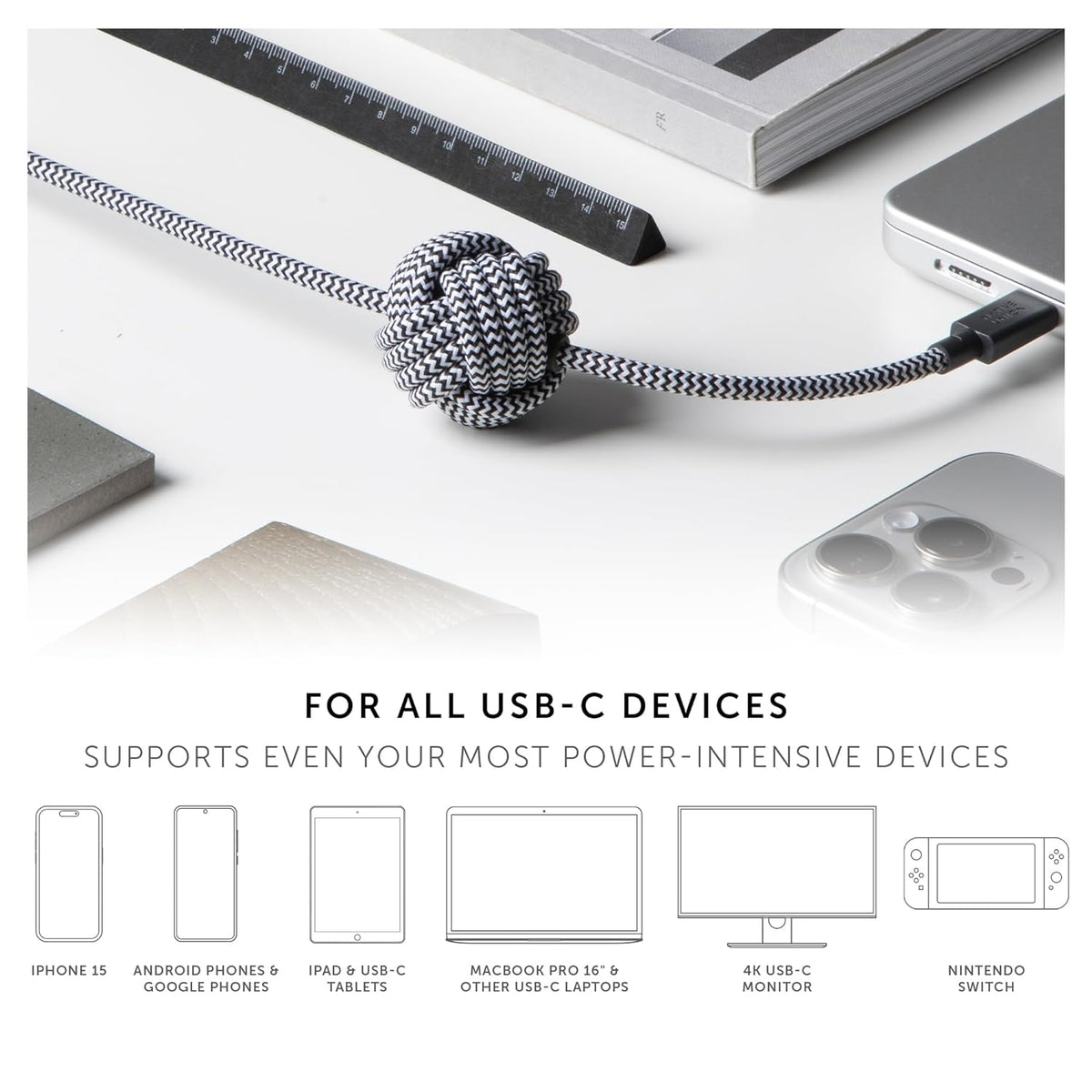 Native Union Cable-C To C 3M Anchor - Zebra