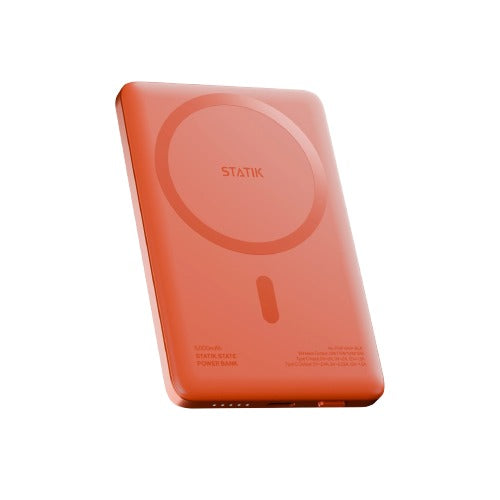 Statik MagSafe Power Bank with Semi-Solid Electrolyte Technology V2 5000mAh Orange