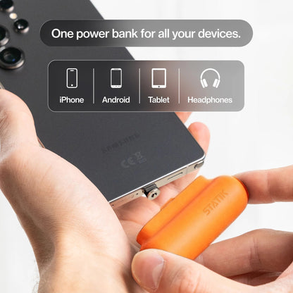Statik Snap-N-Charge Power Bank 3200mAh - Universal USB-C, Lightning & Micro USB Magnetic Tips V3 Orange