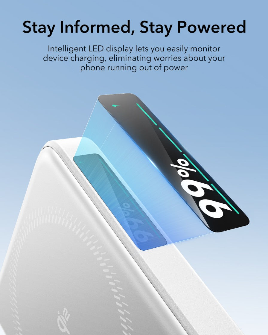 ESR Power Bank 10000mAh Qi2 MagSlim Kickstand White
