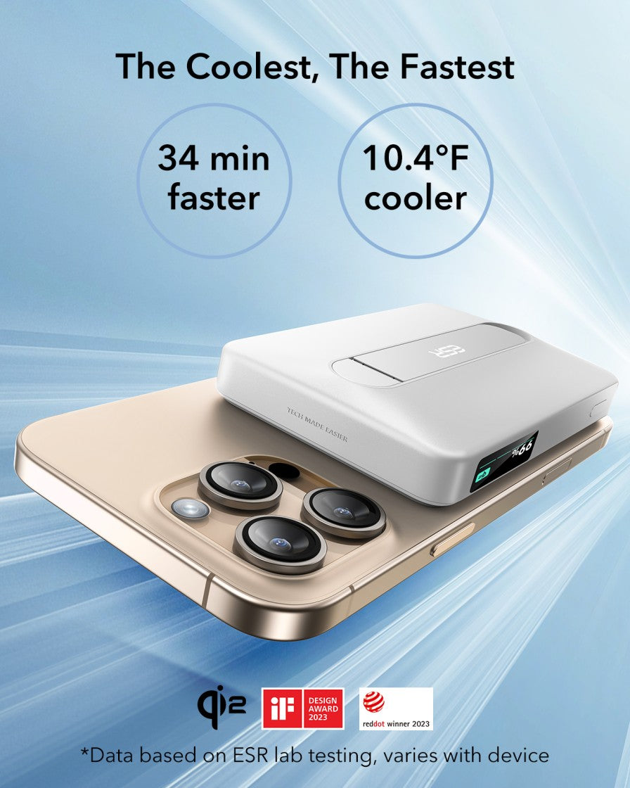 ESR Power Bank 10000mAh Qi2 MagSlim Kickstand White