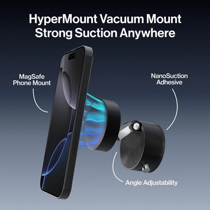 Statik HyperMount Pro Vacuum Magnetic NanoSuction  Phone Mount with Wireless charging - Black